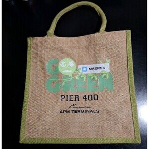Prime Jute 100% Go Green Reusable Shopping Bag Hook & Loop Closure